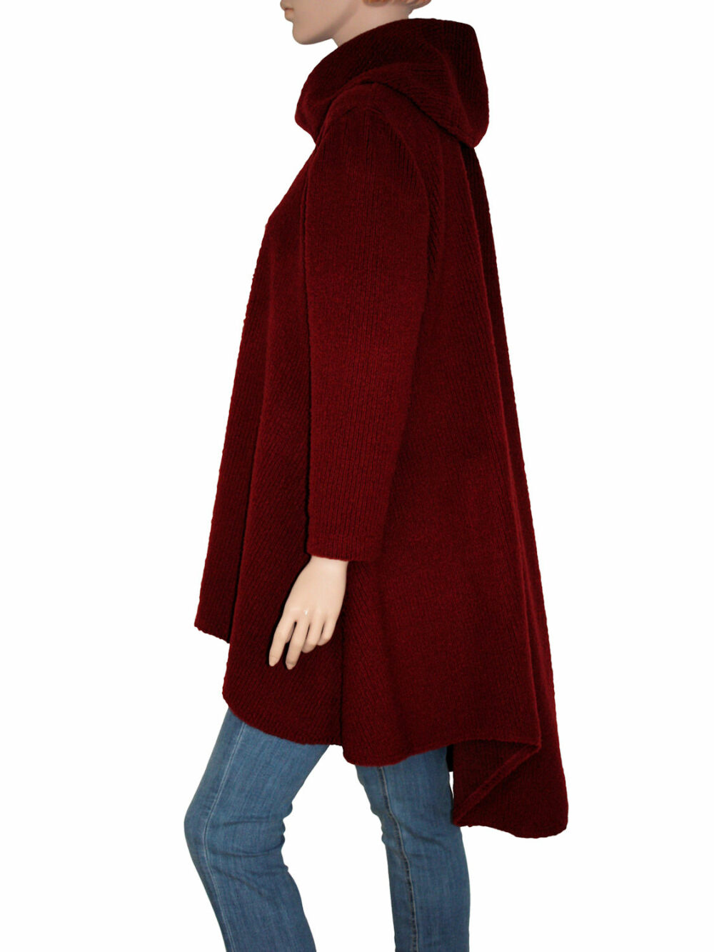 Ga elegant en warm gekleed met Rode damestrui in de vorm van een tuniek.